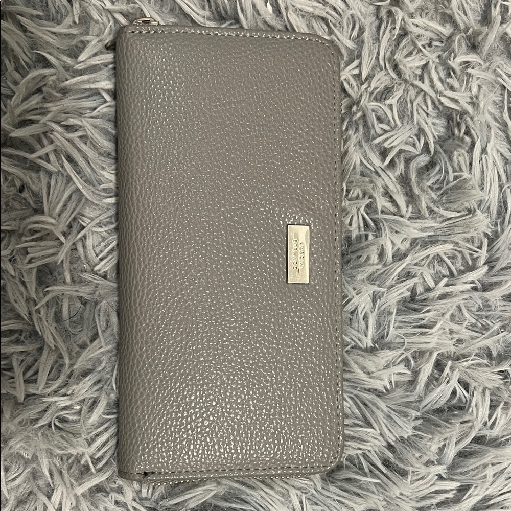 Pebbled Gray Leather Wallet
